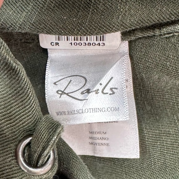 RAILS Collins Jacket Sage with Black Stars Linen Blend Bomber Cropped Army Green - Picture 11 of 13